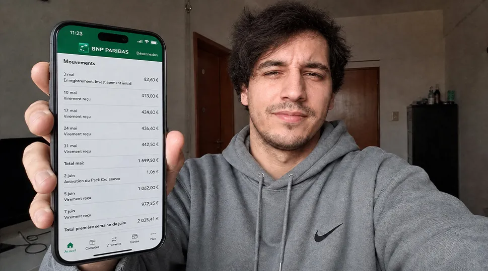 Matías Soria muestra la app del Banco Nación con transferencias de BitMeridian AI S.A.